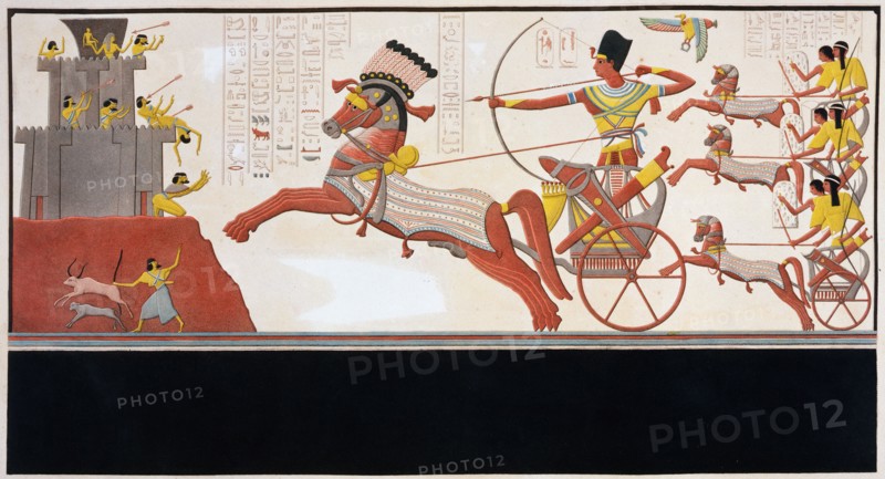 Rameses II at the Battle of Kadesh, 1275 BC (19th century). Artist: Bigant and Allais