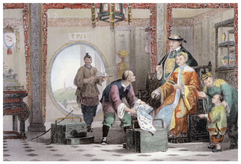 'Apartment in a Mandarin's House, near Nanking', China, 1843. Artist: Thomas Allom