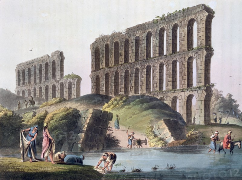 'Ruins of the Grand Aqueduct of Ancient Carthage', Tunisia, 1803. Artist: Luigi Mayer