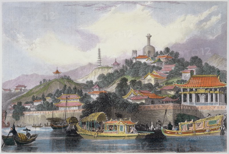 'Garden of the Imperial Palace, Peking', China, 1843. Artist: Thomas Allom