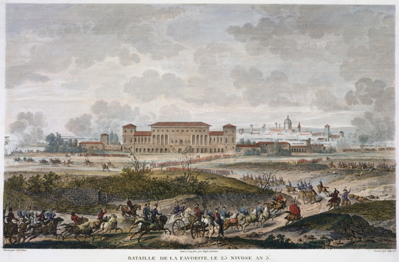 The Battle of La Favorite, Italy, 25 Nivose, Year 5 (January 1797). Artist: Jean Duplessis-Bertaux