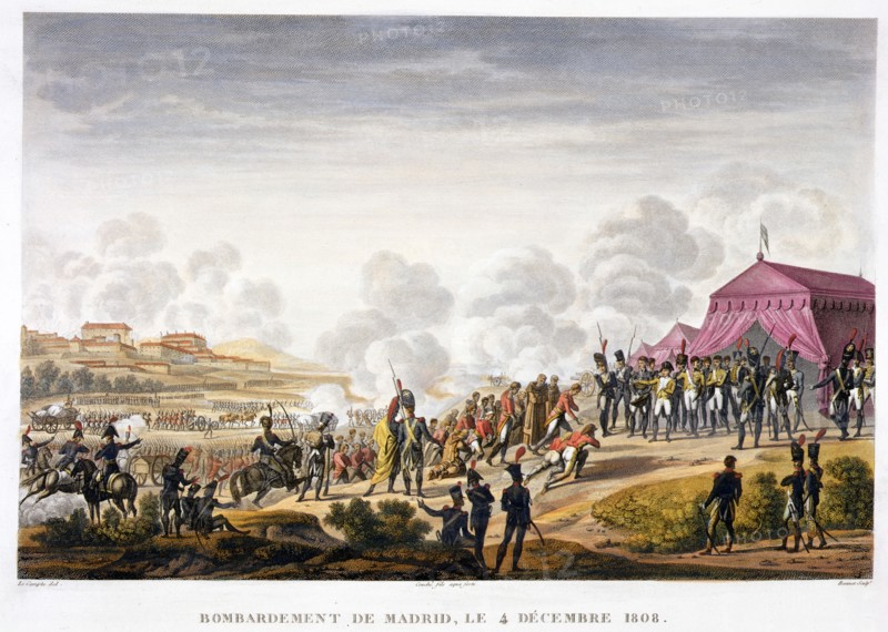 The bombardment of Madrid, Spain, 4th December 1808. Artist: Edme Bovinet