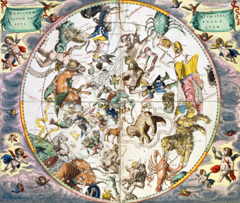 Celestial planisphere showing the signs of the zodiac, 1660-1661. Artist: Andreas Cellarius