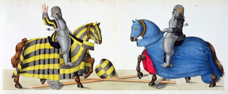 Two knights at a tournament, 1842. Artist: Friedrich Martin von Reibisch