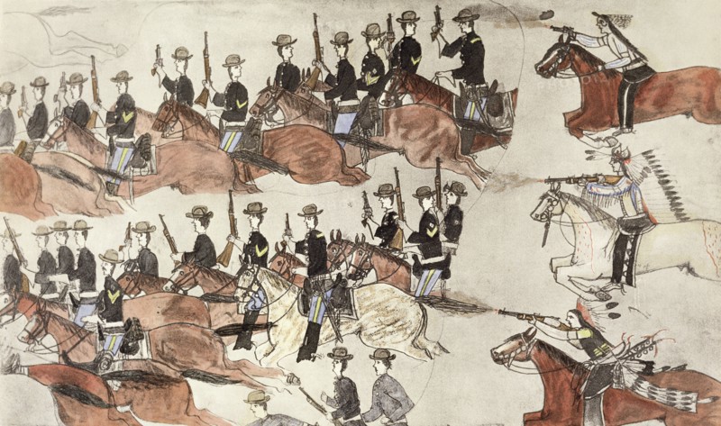 Battle of Little Bighorn, Montana, USA, 25-26 June 1876 (c1900). Artist: Amos Bad Heart Buffalo