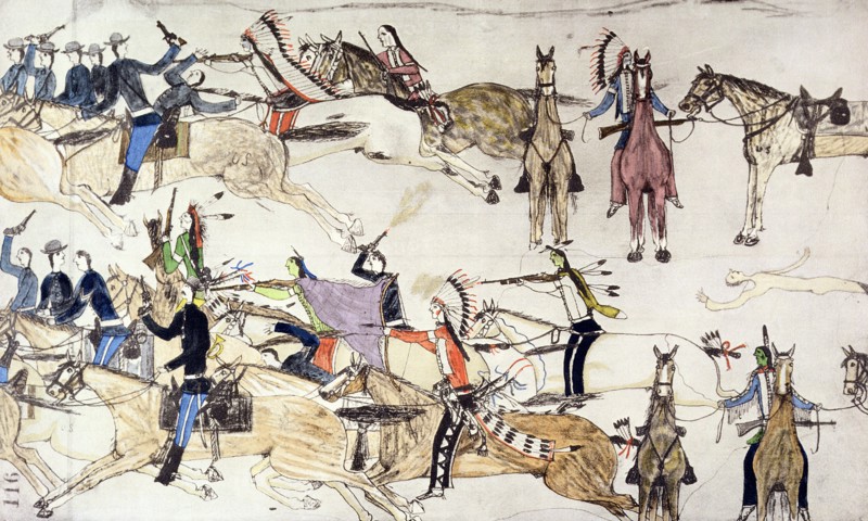 Battle of Little Bighorn, Montana, USA, 25-26 June 1876 (c1900). Artist: Amos Bad Heart Buffalo
