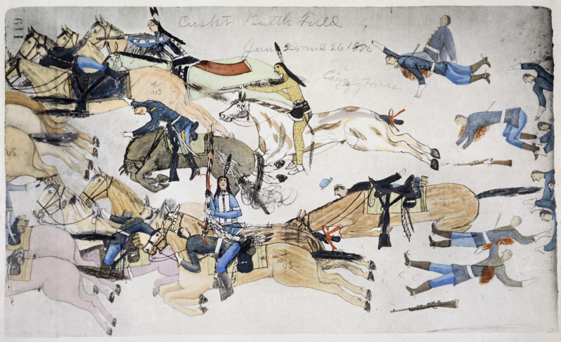 Battle of Little Bighorn, Montana, USA, 25-26 June 1876 (c1900). Artist: Amos Bad Heart Buffalo
