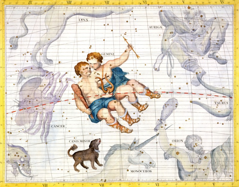 Constellations of Gemini and Canis Minor, 1729. Artist: Unknown