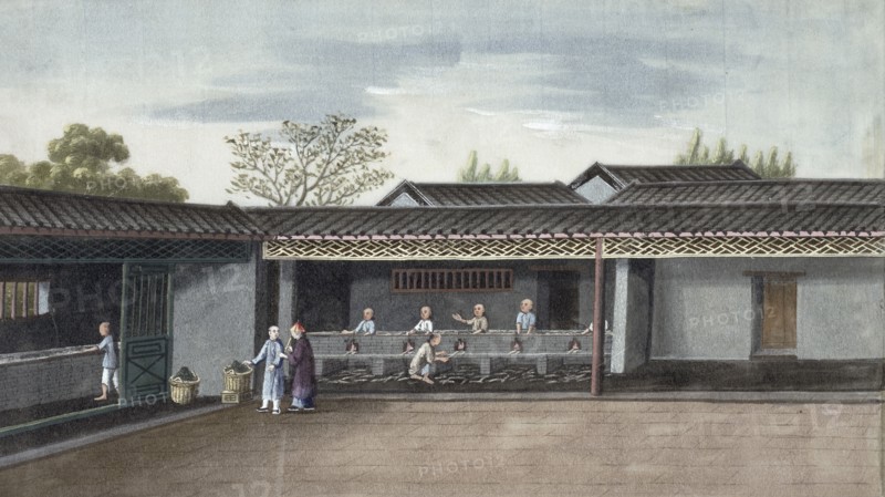 Drying tea leaves, China, 19th century. Artist: Unknown