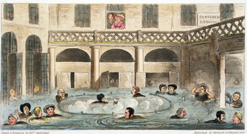 'Public Bathing at Bath, or Stewing Alive', 1825. Artist: Isaac Robert Cruikshank