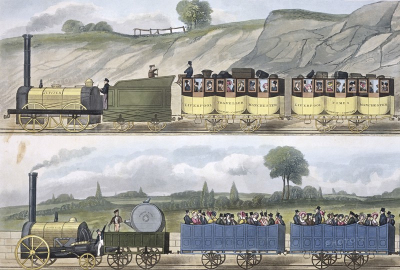 'Coloured view of the Liverpool & Manchester Railway', 1832-1833. Artist: SG Hughes