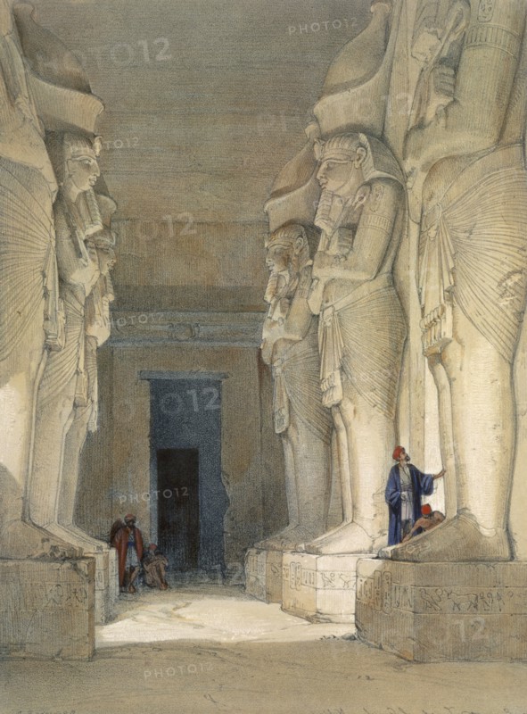 Excavated temple of Gyrshe, Nubia, 19th century. Artist: David Roberts