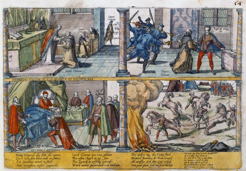 The assassination of Henry III of France, 1589. Artist: Unknown