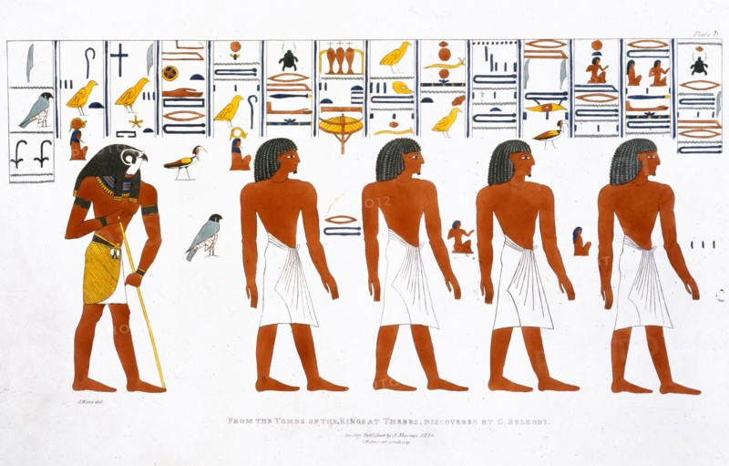 'Murals from the Tombs of the Kings at Thebes, discovered by G Belzoni', 1820-1822. Artist: Charles Joseph Hullmandel