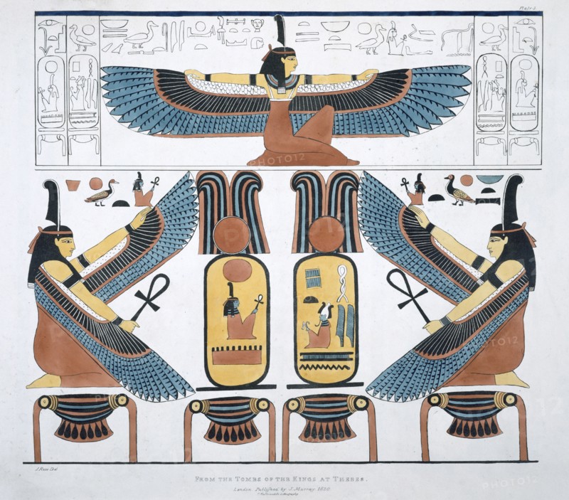 'Murals from the Tombs of the Kings at Thebes, discovered by G Belzoni', 1820-1822. Artist: Charles Joseph Hullmandel