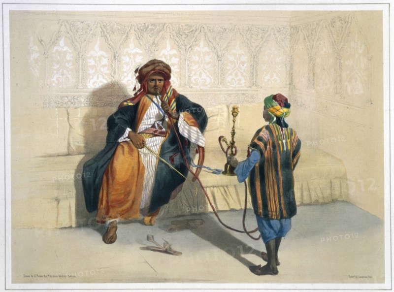 An Arab sheikh smoking, 1848. Artist: Saint Germain