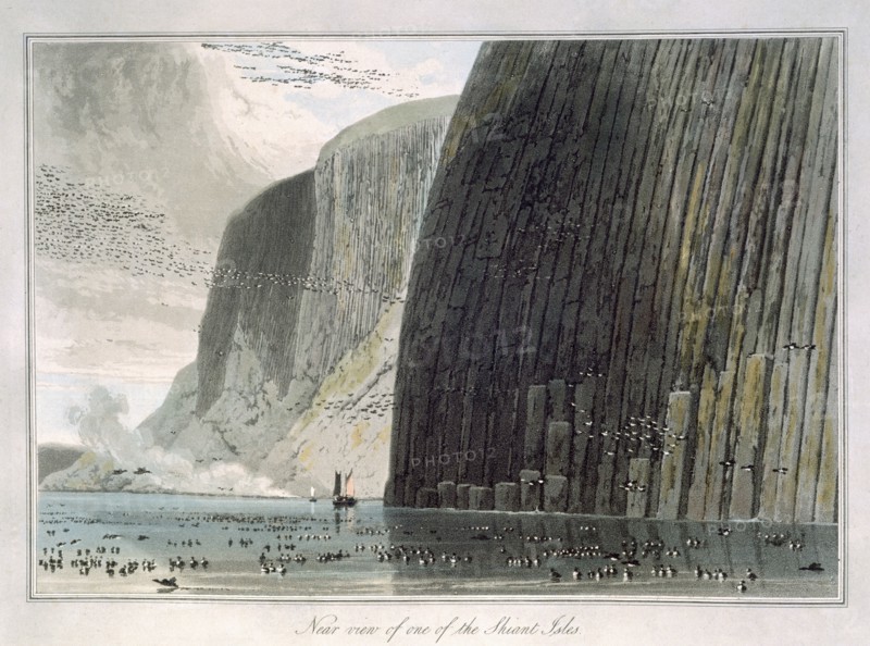 'Near view of one of the Shiant Isles', Outer Hebrides, Scotland, 1829. Artist: William Daniell