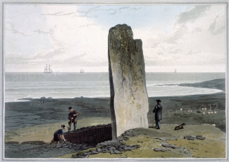 'Druidical Stone at Strather near Barvas, Isle of Lewis', Hebrides, Scotland, 1820.  Artist: William Daniell