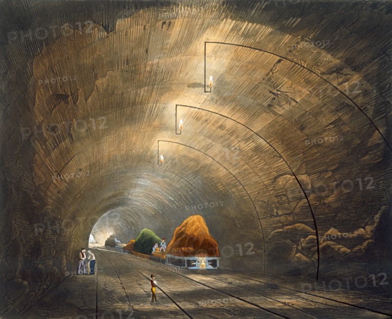 'The Tunnel', Liverpool and Manchester Railway, 1833. Artist: Thomas Talbot Bury