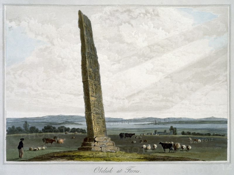 'Obelisk at Forres', Moray, Scotland, 1821. Artist: William Daniell
