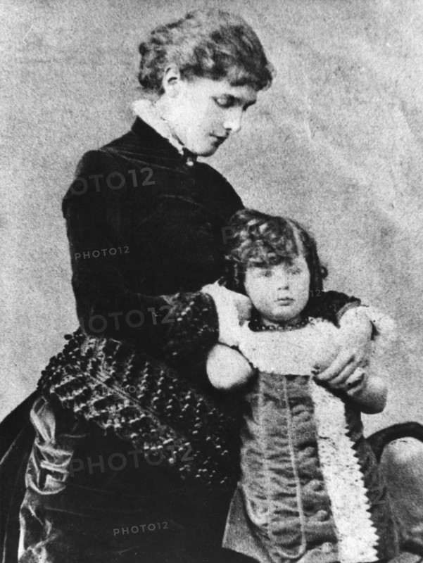 Winston Churchill (1874-1965) with his mother, Lady Randolph Churchill (1854-1921), 1870s. Artist: Unknown
