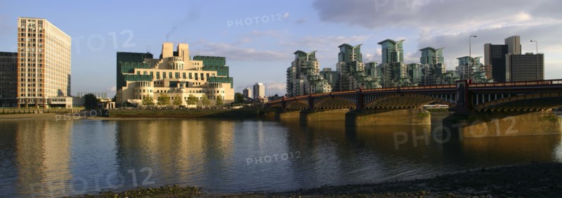 The SIS Building from across the River Thames, London.