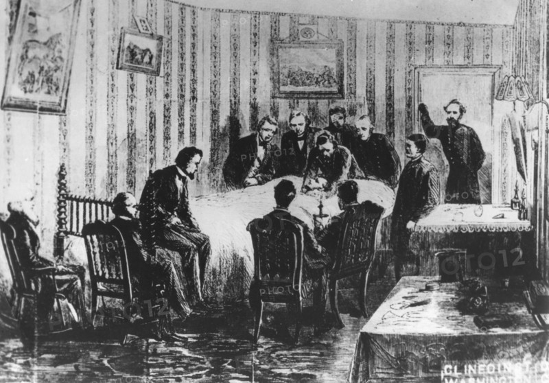The death of President Abraham Lincoln, 14th April 1865. Artist: Unknown