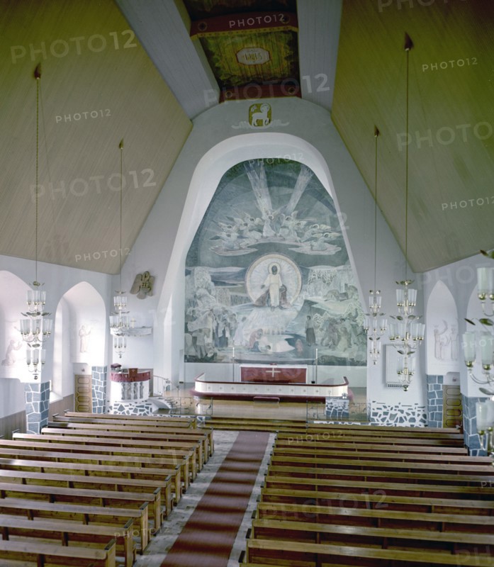 Altar fresco by Lennart Segerstråle, church of Rovaniemi, Finland. Artist: Göran Algård