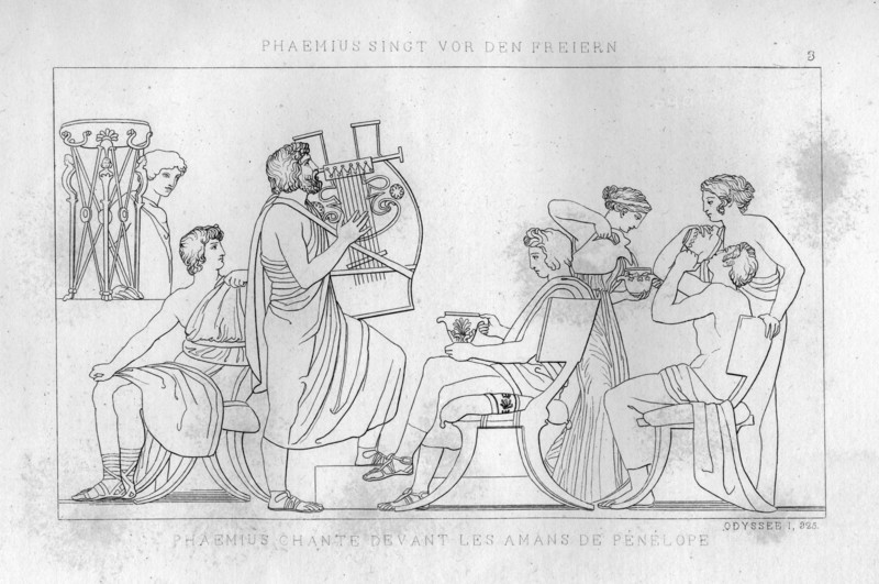'Phemius sings for the suitors of Penelope', c1833. Artist: Unknown