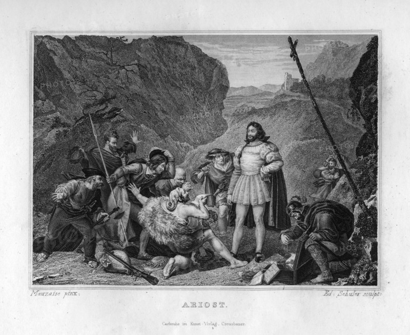 'Ariosto, respected by brigands', c1833. Artist: Edouard Schuler