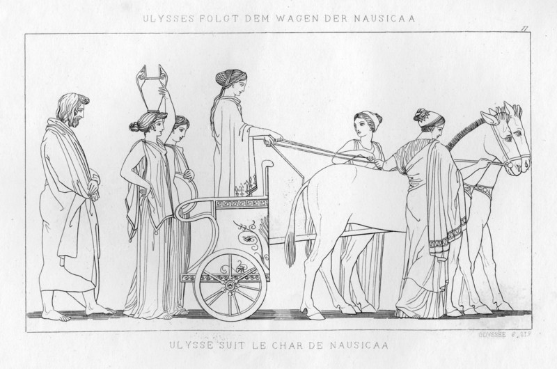 Odysseus follows the chariot of Nausicaa, c1833. Artist: Unknown