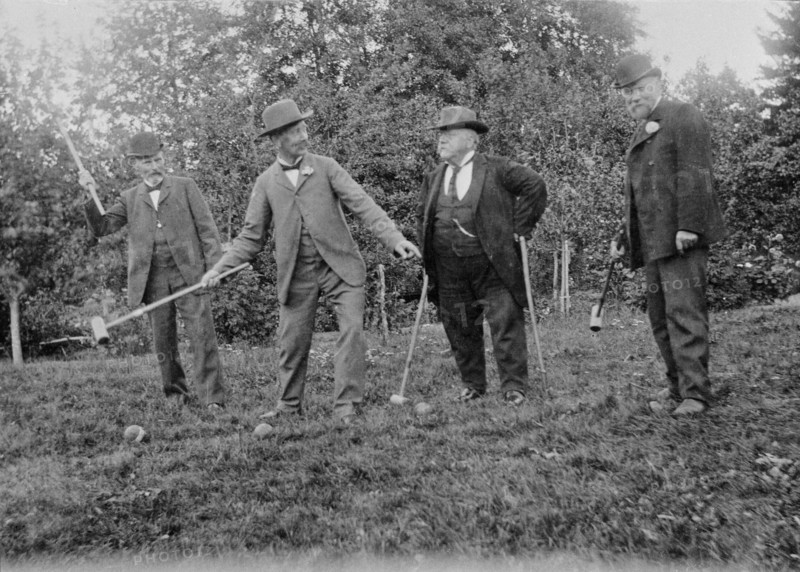 Four men playing croquet. Artist: Unknown