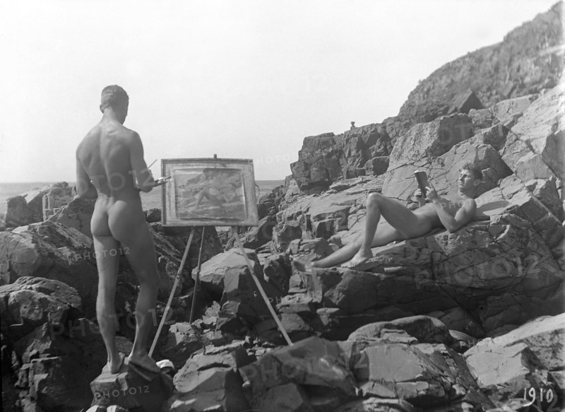 Nude modelling by the sea, 1910. Artist: Unknown
