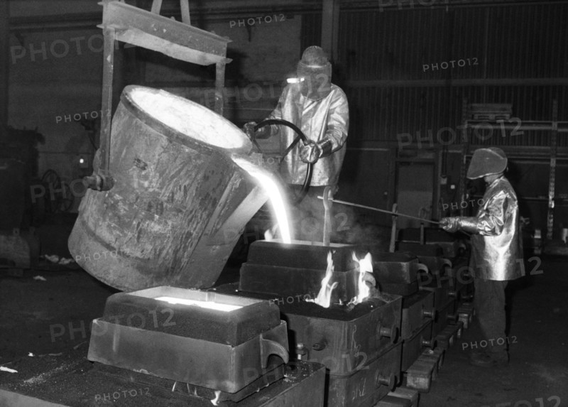 Pouring molten steel, Kockums shipyard, Malmö, Sweden, 1984. Artist: Unknown