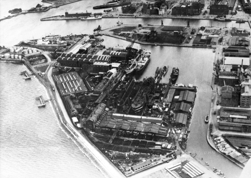 Aerial view of Kockums shipyard, Malmö, Sweden, 1930. Artist: Unknown