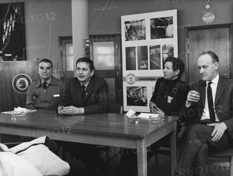 Prime Minister Olof Palme visits Kockums shipyard, Malmö, Sweden, 1976. Artist: Unknown