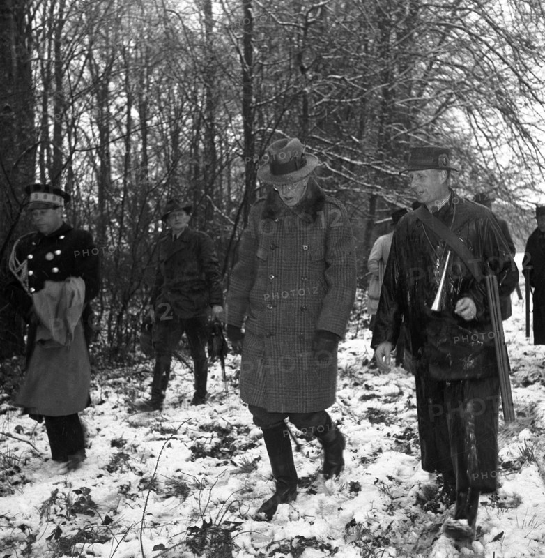 King Gustav V of Sweden hunting on the Övedskloster estate, Scania, Sweden, 1946. Artist: Otto Ohm