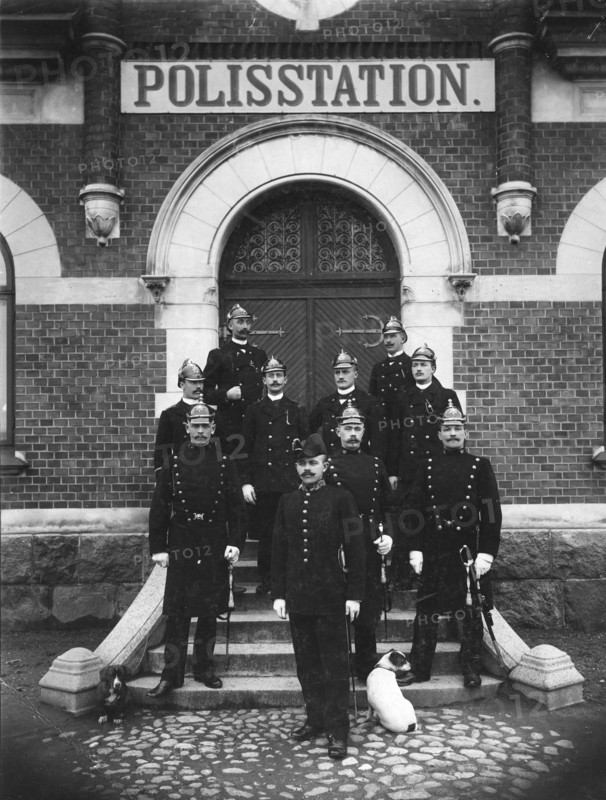 Policemen pose in front of the police station, Trelleborg, Sweden, 1899. Artist: Unknown