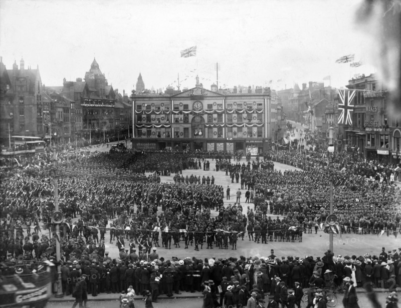 Coronation celebrations for King George V, Market Place, Nottingham, Nottinghamshire, 1911. Artist: Henson & Co