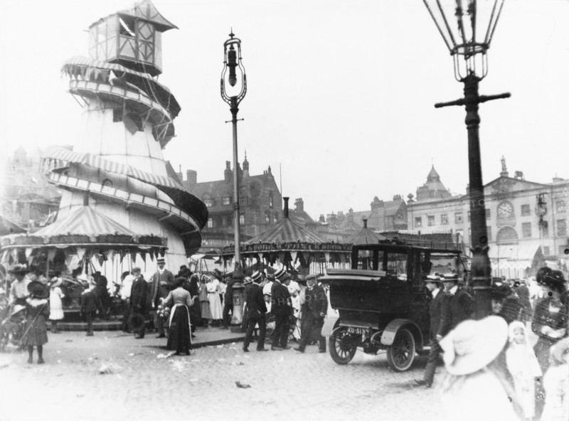 Goose Fair, Market Place, Nottingham, Nottinghamshire, 1910(?). Artist: Unknown