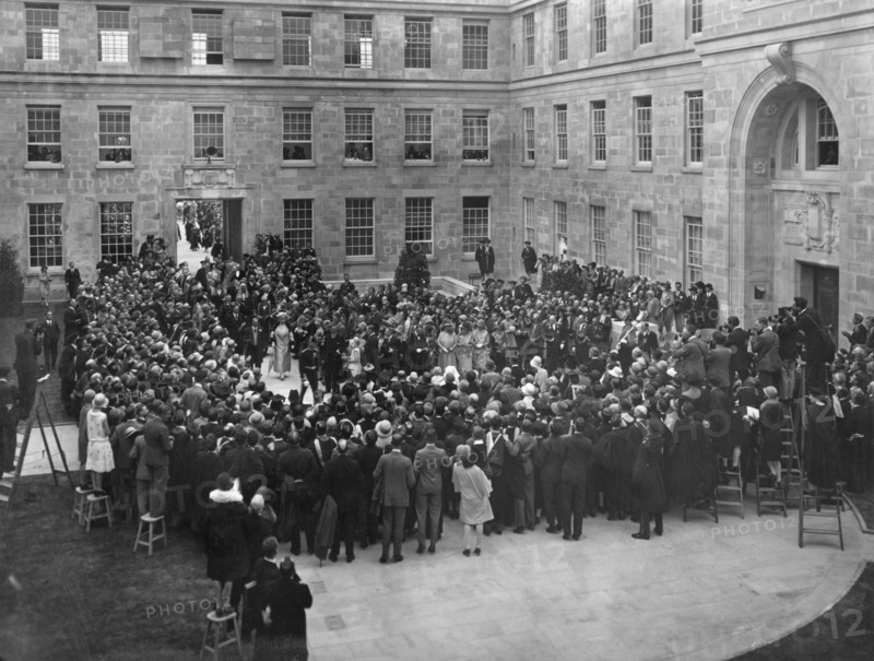 King George V and Queen Mary at the opening ceremony of the University of Nottingham, 1928. Artist: Henson & Co