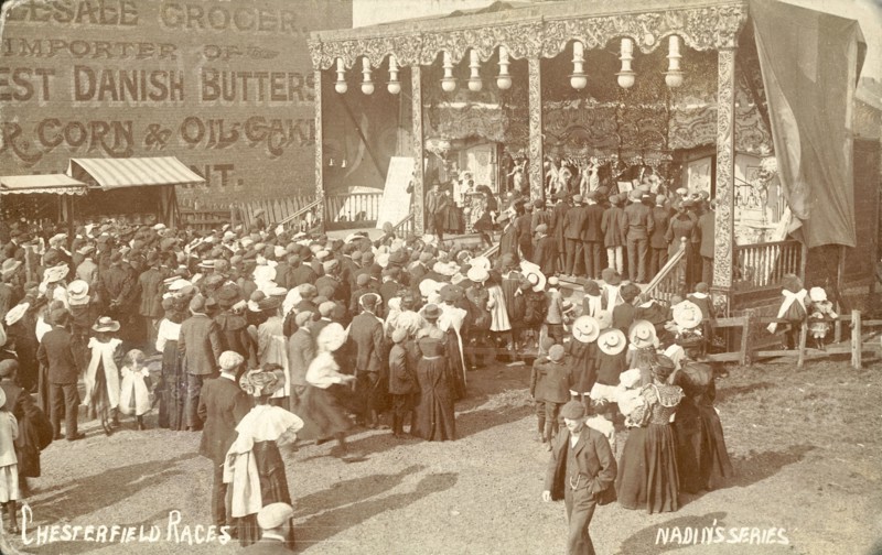 Proctor's Bioscope, sideshow at Chesterfield Races, Derbyshire, c1900. Artist: Unknown