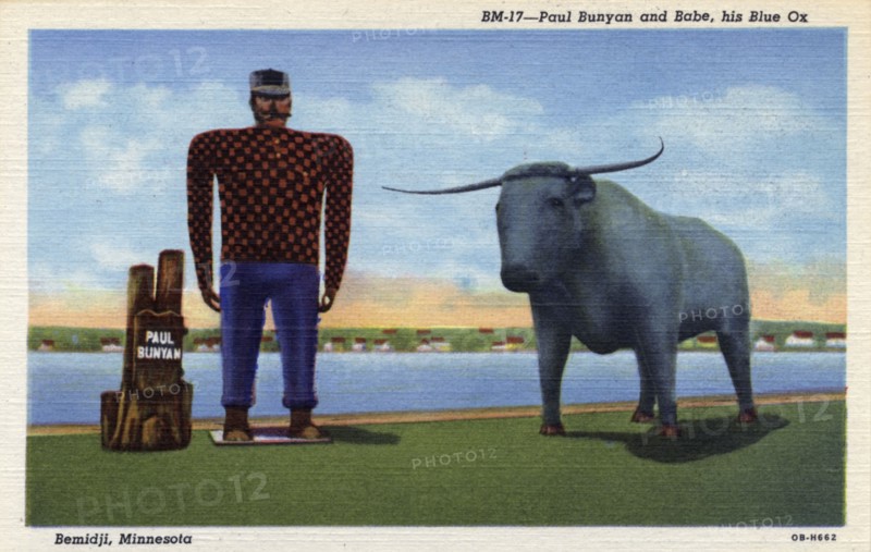 Paul Bunyan and Babe, Bemidji, Minnesota, USA, 1940. Artist: Unknown