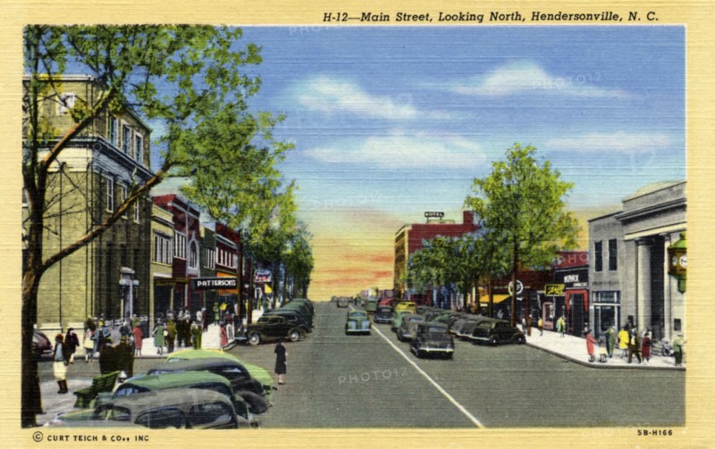 Main Street looking north, Hendersonville, North Carolina, USA, 1940. Artist: Unknown