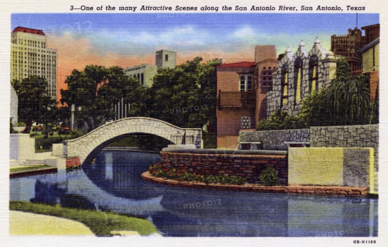 Scene on the San Antonio River, San Antonio, Texas, USA, 1940. Artist: Unknown