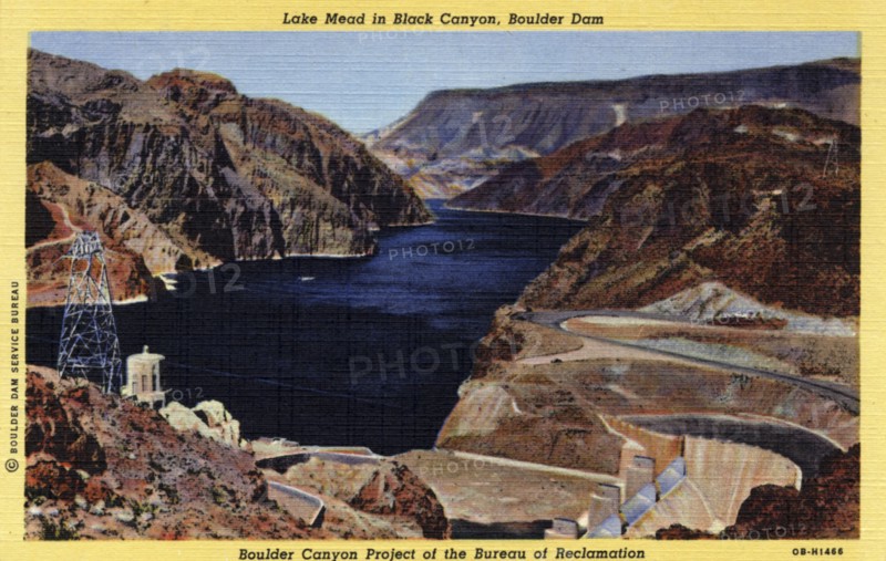 Boulder Dam and Lake Mead, Arizona/Nevada, USA, 1940. Artist: Unknown