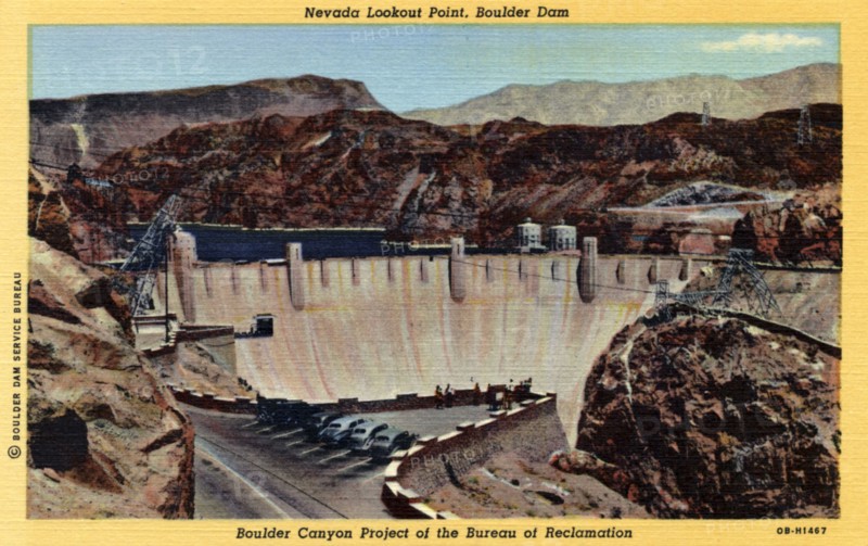 Nevada Lookout Point, Boulder Dam, Arizona/Nevada, USA, 1940. Artist: Unknown
