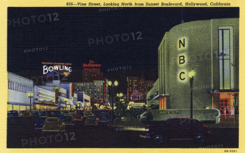 Vine Street, looking north from Sunset Boulevard, Hollywood, California, USA, 1940. Artist: Unknown