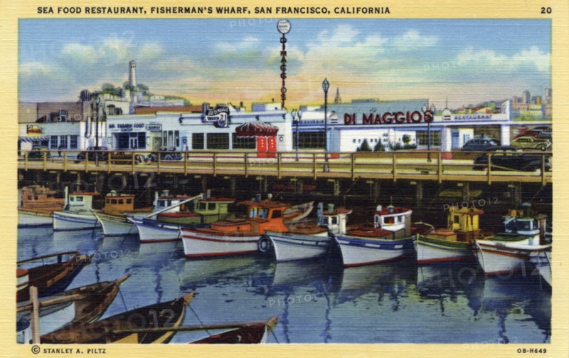 Seafood restaurant, Fisherman's Wharf, San Francisco, California, USA, 1940. Artist: Unknown