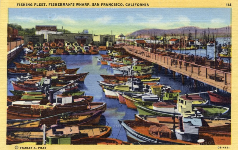 Fishing fleet, Fisherman's Wharf, San Francisco, California, USA, 1940. Artist: Unknown
